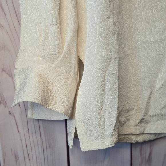 Evan Picone Vintage Ivory Button Down Shirt With Shoulder Pads Size 10 - Picture 5 of 7